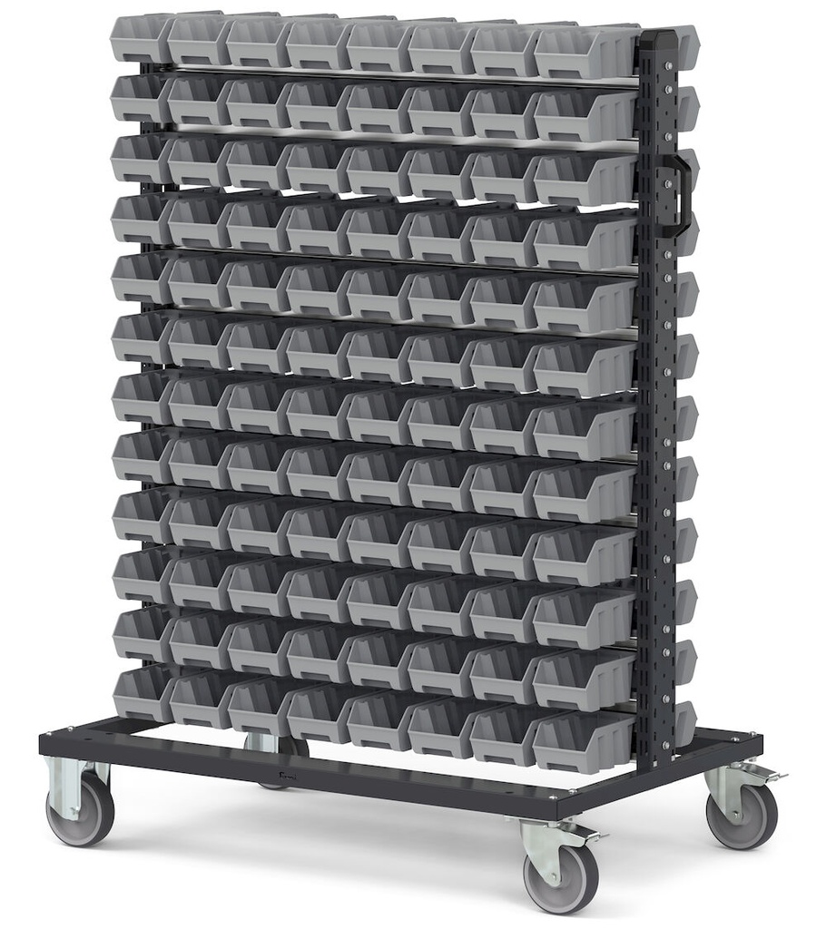 [BINCART1050] Carrello porta minuteria con 192 contenitori a bocca di lupo Picking Box Air  grigio tele 1