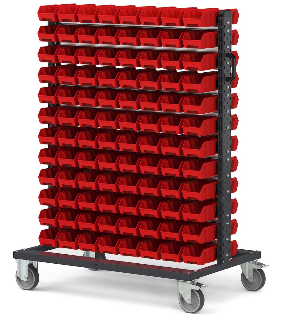 [BINCART1053] Carrello con 192 contenitori a bocca di lupo Picking Box Air rosso traffico