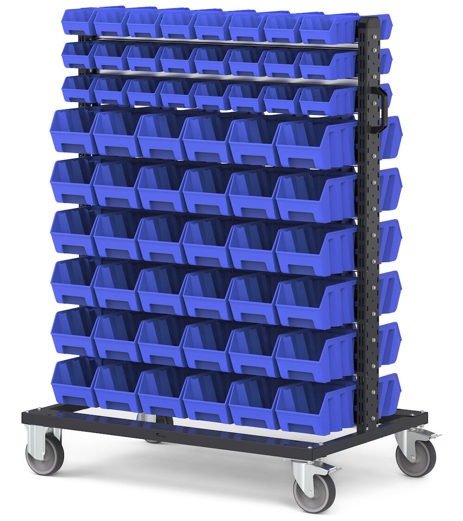[BINCART1061] Carrello con 120 contenitori a bocca di lupo Picking Box Air Blu cielo