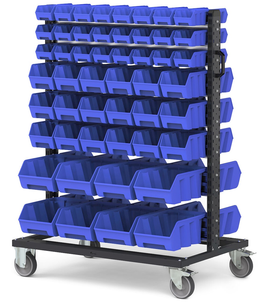 [BINCART1067] Carrello con 100 contenitori a bocca di lupo Picking Box Air blu cielo