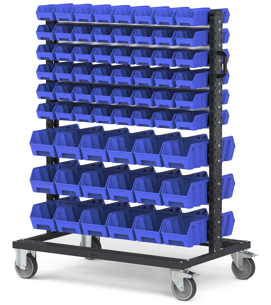 [BINCART1073] Carrello con 132 contenitori a bocca di lupo Picking Box Air blu cielo