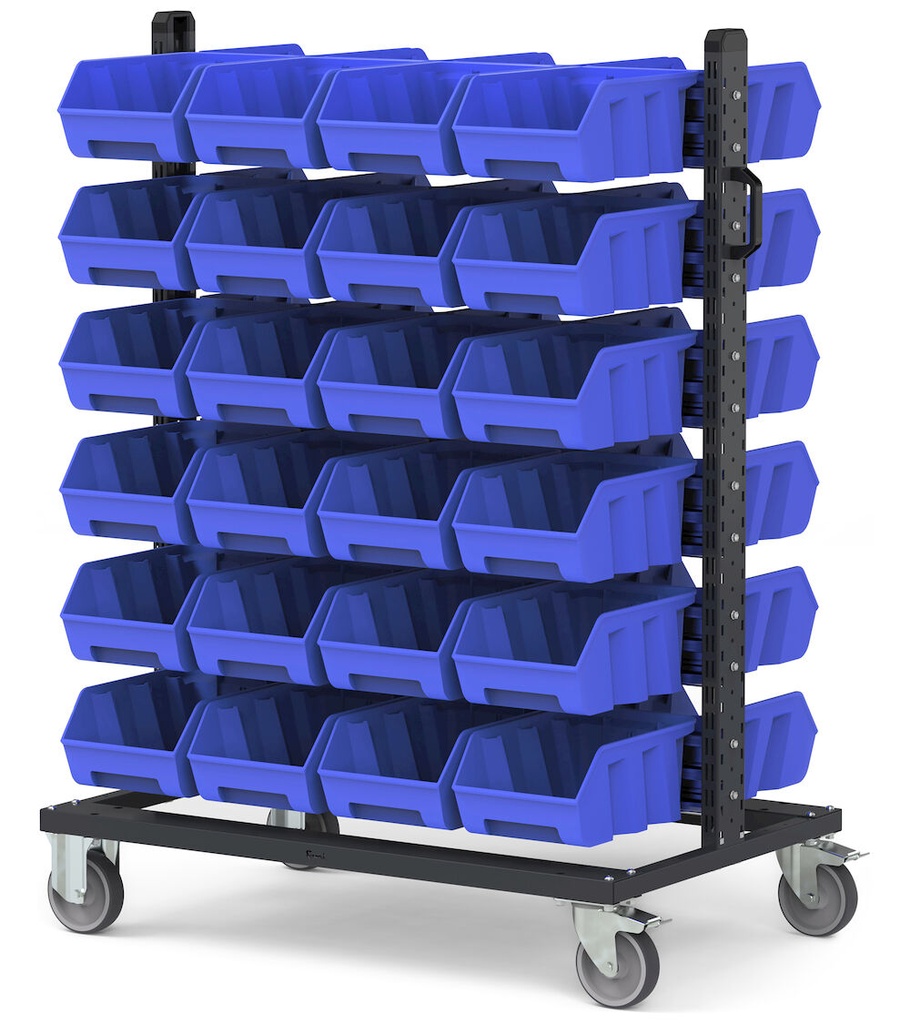 [BINCART1079] Carrello con 48 contenitori a bocca di lupo Picking Box Air blu cielo