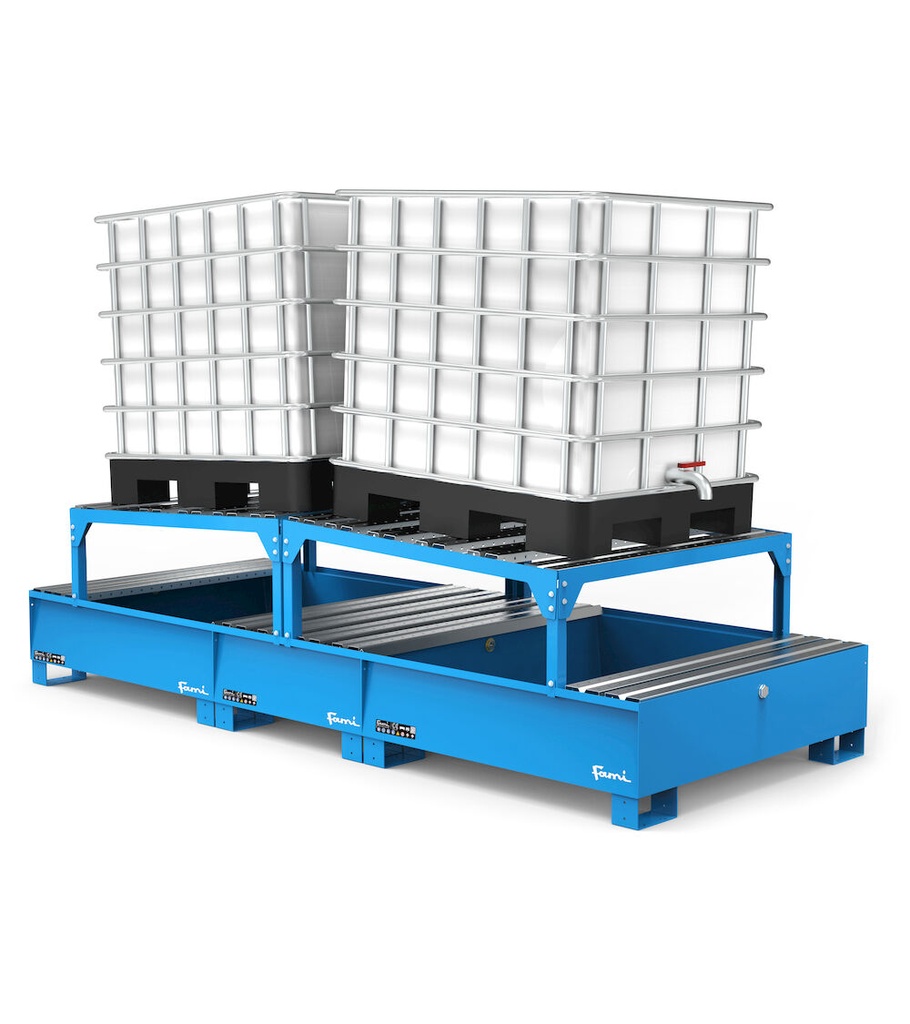 [ECO1313] Vasca di raccolta capacità 1100 L con telai – Blu (RAL 5012)