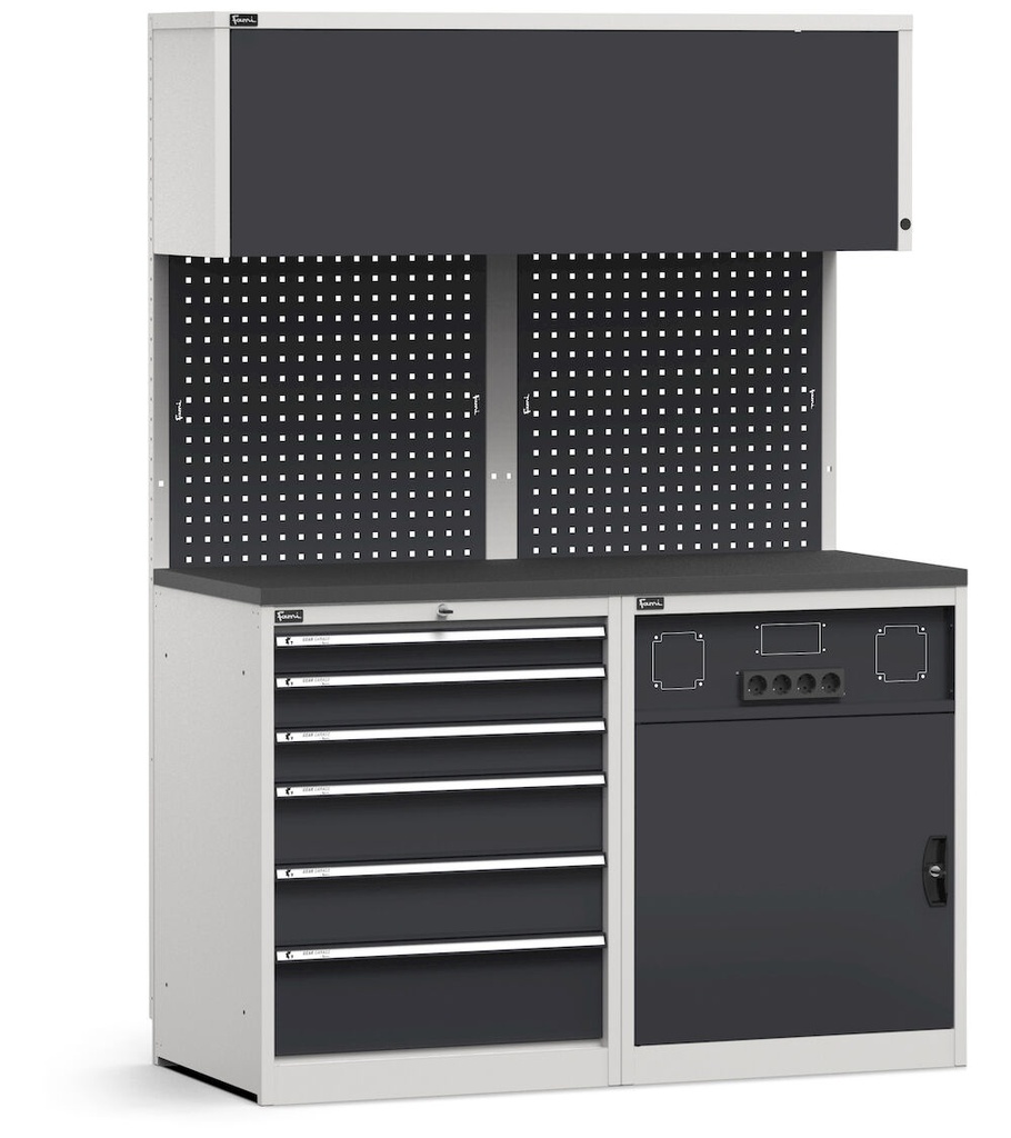 [GARAGE035] Modulo con cassettiera e armadio tecnico, L 1428 mm (cod. GARAGE035)