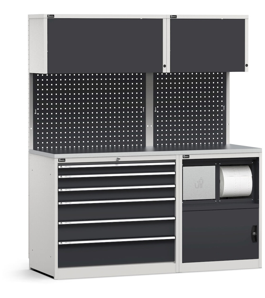 [GARAGE039] Modulo con cassettiera e armadio con vano rifiuti, L 1734 mm (cod. GARAGE039)