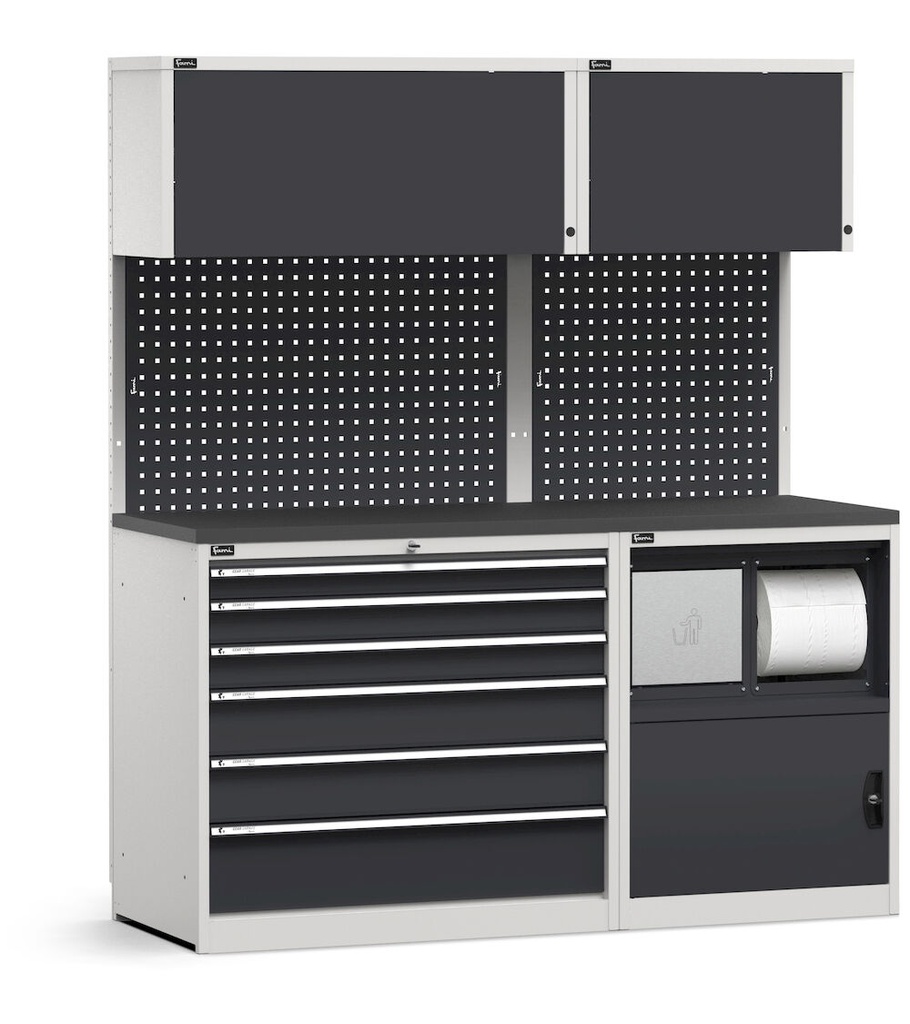 [GARAGE040] Modulo con cassettiera e armadio con vano rifiuti, L 1734 mm (cod. GARAGE040)
