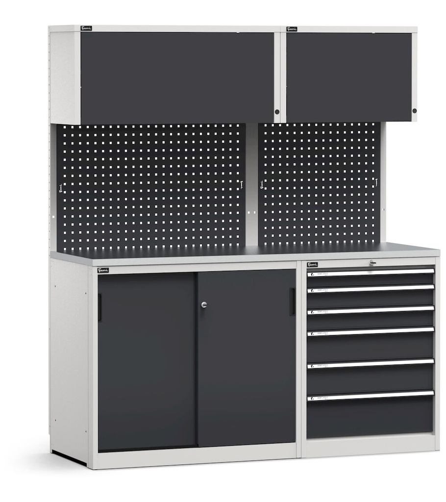 [GARAGE041] Modulo con cassettiera e armadio con ante scorrevoli, L 1734 mm (cod. GARAGE041)