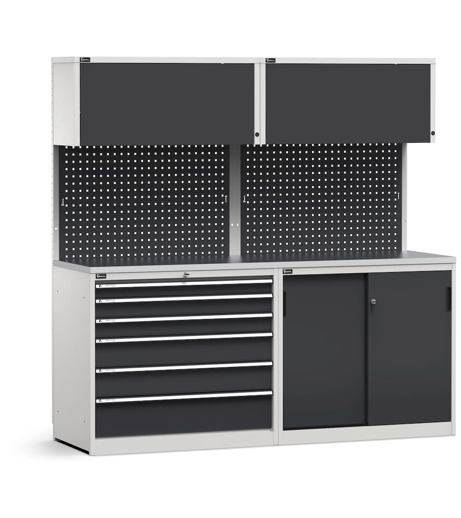 [GARAGE051] Modulo con cassettiera e armadio con ante scorrevoli, L 2040 mm (cod. GARAGE051)