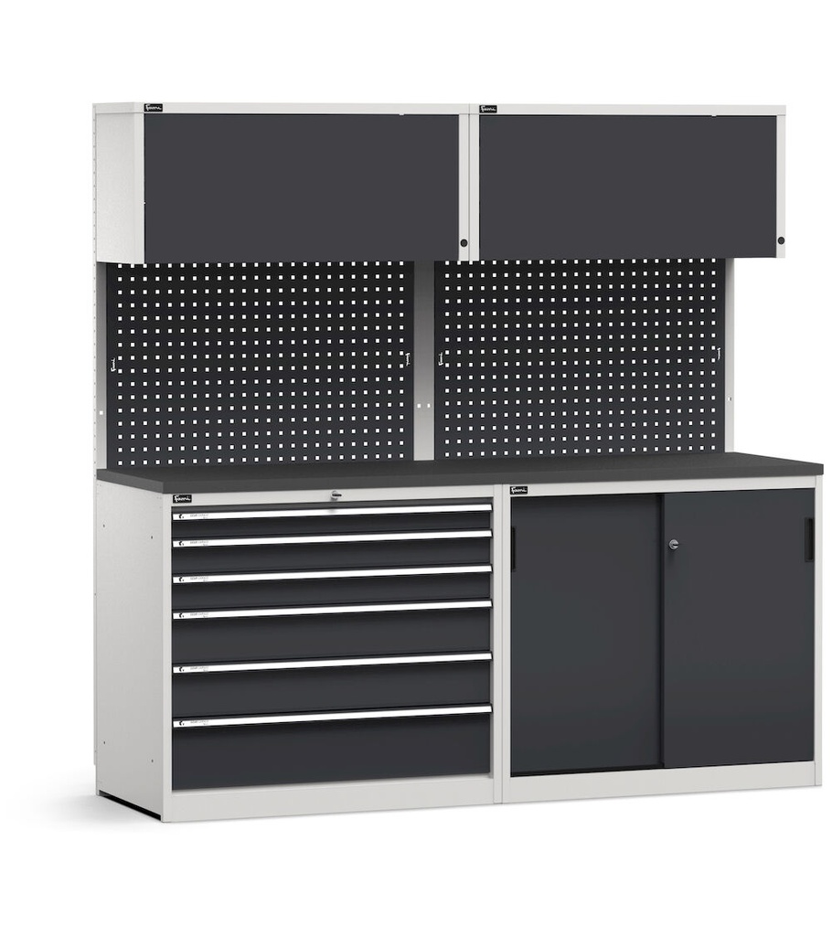 [GARAGE052] Modulo con cassettiera e armadio con ante scorrevoli, L 2040 mm (cod. GARAGE052)