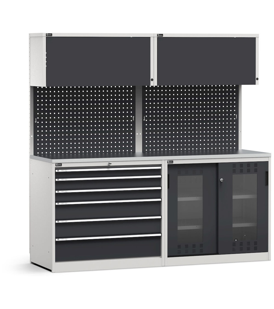 [GARAGE057] Modulo con cassettiera e armadio con Iron Team Electric, L 2040 mm (cod. GARAGE057)