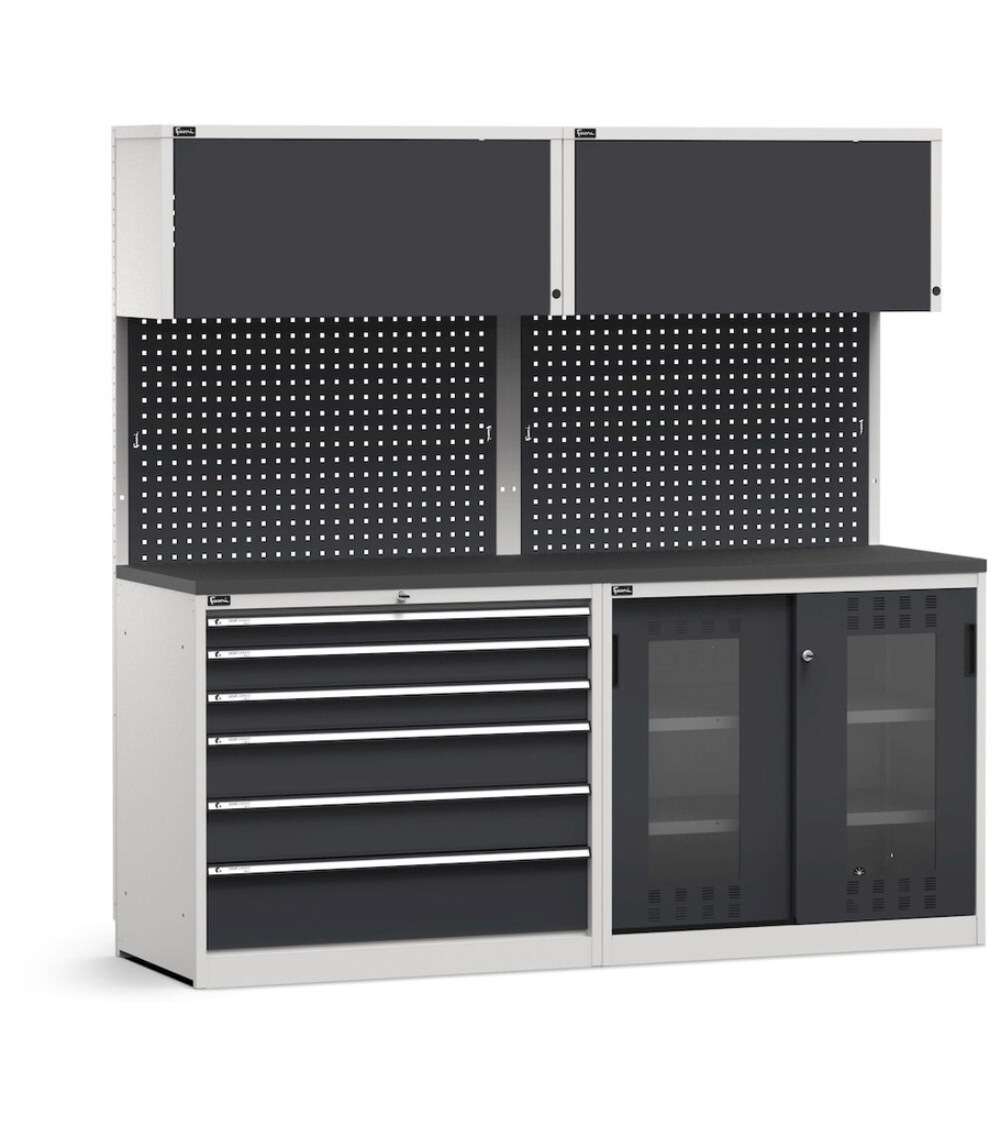 [GARAGE058] Modulo con cassettiera e armadio con Iron Team Electric, L 2040 mm (cod. GARAGE058)