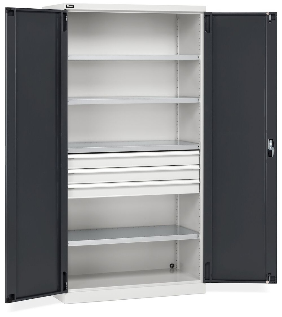 [GARAGE069] Armadio da officina con porte a battente e cassetti, L 1023 mm