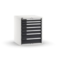[M33A085C010AUPD] Cassettiera Master con 7 cassetti 2x75 3x100 2x150 – H 850 mm – 714 × 726 × 850 mm (36×36 EH), Telescopica 100% – 200 kg, Grigio chiaro + Grigio antracite (RAL 7035+7016)