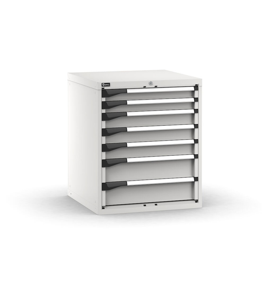 [M33A085C0109508] Cassettiera Master con 7 cassetti 2x75 3x100 2x150 – H 850 mm – 714 × 726 × 850 mm (36×36 EH), Flessibile – fino a 100 kg, Grigio chiaro (RAL 7035)