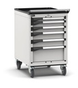 [M23R070C0103208] Armadio con ruote con 6 cassetti 1x50 2x75 2x100 1x200 Master – H 922 mm – 571 × 790 × 922 mm (27×36 EH), Grigio chiaro (RAL 7035)