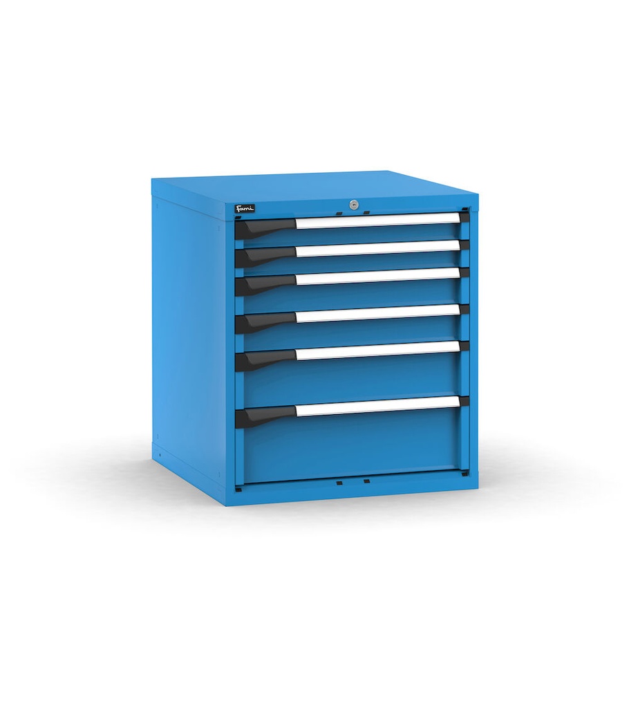 [M33A080C0105604] Cassettiera Master con 6 cassetti 2x75 2x100 1x150 1x200 – H 800 mm – 714 × 726 × 800 mm (36×36 EH), Blu (RAL 5012)
