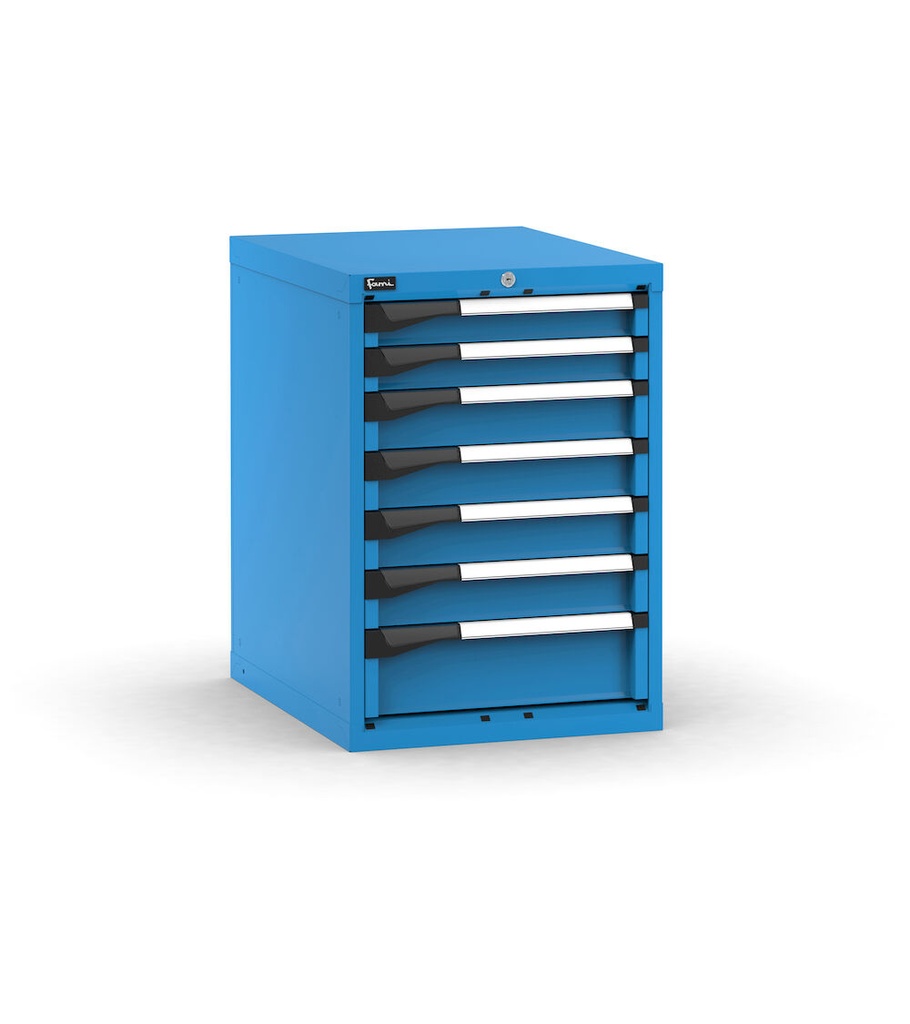 [M23A080C0106504] Cassettiera Master con 7 cassetti 2x75 4x100 1x150 – H 800 mm – Blu (RAL 5012)