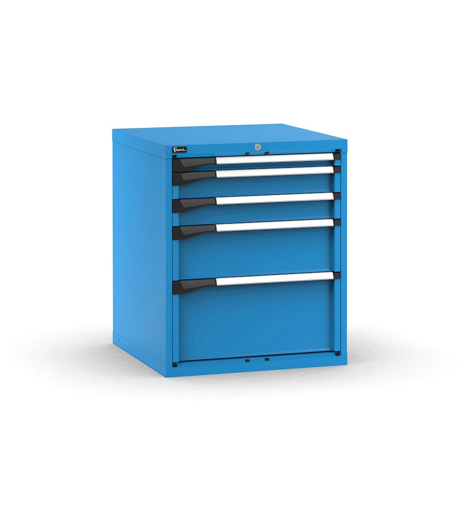 [M33A085C0109304] Cassettiera Master con 5 cassetti 1x50 2x100 1x200 1x300 – H 850 mm – 714 × 726 × 850 mm (36×36 EH), Flessibile – fino a 100 kg, Blu (RAL 5012)