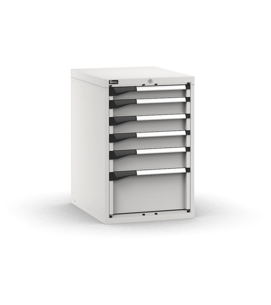 [M23A085C0109408] Cassettiera Master con 6 cassetti 1x75 3x100 1x125 1x250 – H 850 mm – Grigio chiaro (RAL 7035)