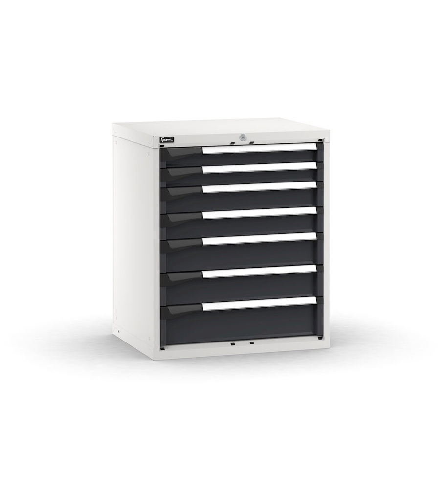[M32A085C010ACPD] Cassettiera Master con 7 cassetti 2x75 2x100 2x125 1x150 – H 850 mm – 714 × 573 × 850 mm (36×27 EH), Flessibile – fino a 100 kg, Grigio chiaro + Grigio antracite (RAL 7035+7016)