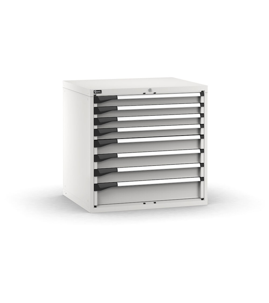 [M43A085C010AH08] Cassettiera Master con 8 cassetti 4x75 3x100 1x150 – H 850 mm – 867 × 726 × 850 mm (45×36 EH), Telescopica 100% – 200 kg, Grigio chiaro (RAL 7035)