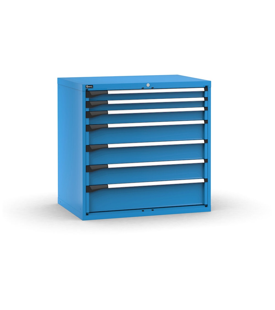 [M53A100C010AW04] Cassettiera Master con 7 cassetti 2x75 1x100 3x150 1x200 – H 1000 mm – 1020 × 726 × 1000 mm (54×36 EH), Flessibile – fino a 100 kg, Blu (RAL 5012)