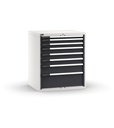 [M43A100C010BQPD] Cassettiera Master con 8 cassetti 1x50 2x75 3x100 1x150 1x250 – H 1000 mm – 867 × 726 × 1000 mm (45×36 EH), Flessibile – fino a 100 kg, Grigio chiaro + Grigio antracite (RAL 7035+7016)
