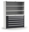 [M73A200C010FTPD] Cassettiera Master con 7 cassetti 2xPR 2x75 1x100 3x150 1x200 – H 2000 mm – 1428 × 726 × 2000 mm (78×36 EH), Telescopica 100% – 200 kg, Grigio chiaro + Grigio antracite (RAL 7035+7016)