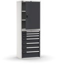 [M32A200C010TAPD] Cassettiera Master con porta con 7 cassetti 2xPR 2x75 1x100 3x150 1x200 – H 2000 mm – 714 × 573 × 2000 mm (36×27 EH), Flessibile – fino a 100 kg, Grigio chiaro + Grigio antracite (RAL 7035+7016)