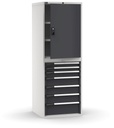 [M33A200C010TAPD] Cassettiera Master con porta con 7 cassetti 2xPR 2x75 1x100 3x150 1x200 – H 2000 mm – 714 × 726 × 2000 mm (36×36 EH), Flessibile – fino a 100 kg, Grigio chiaro + Grigio antracite (RAL 7035+7016)