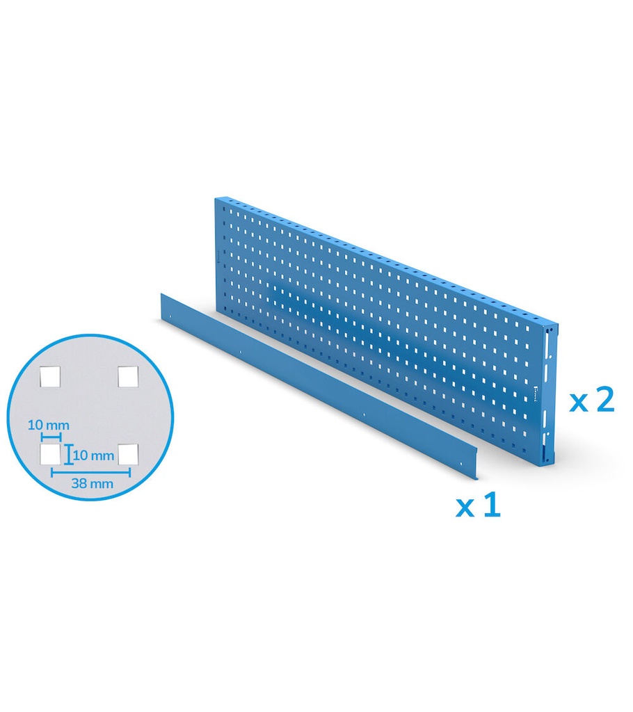 [FBL76310204] Kit 2 pannelli forati/mensole con 1 bordo fermacasse Work Look – 1438 × 40 × 304 mm, Blu (RAL 5012)