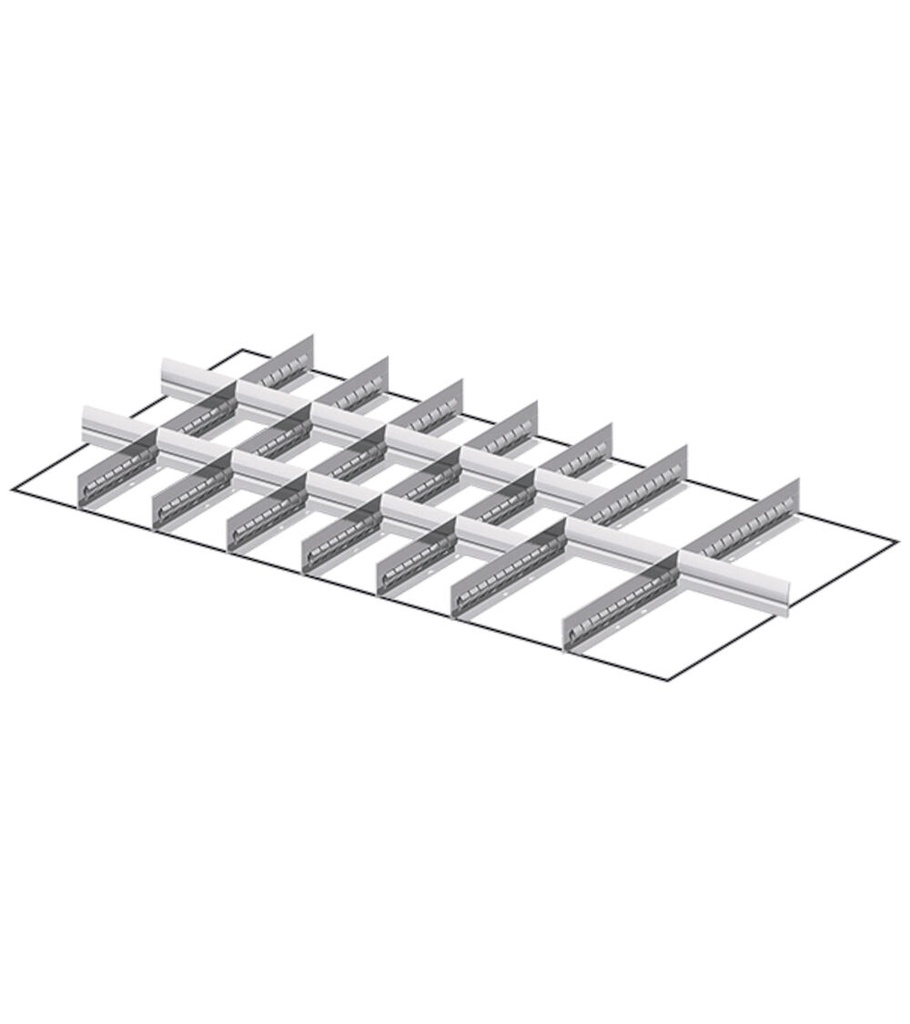 [FFH40070600] Set materiale di separazione per altezza frontale H=75 mm Master – 54×27 EH – 7 divisorio longitudinale fessurato 457 mm, 12 divisorio trasversale 100 mm, 2 divisorio trasversale 151 mm