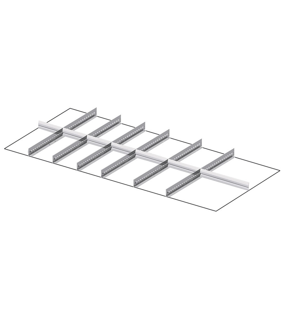 [FFH70070700] Set materiale di separazione per altezza frontale H=75 mm Master – 78×36 EH – 6 divisorio longitudinale fessurato 610 mm, 4 divisorio trasversale 151 mm, 2 divisorio trasversale 202 mm, 1 divisorio trasversale 304 mm