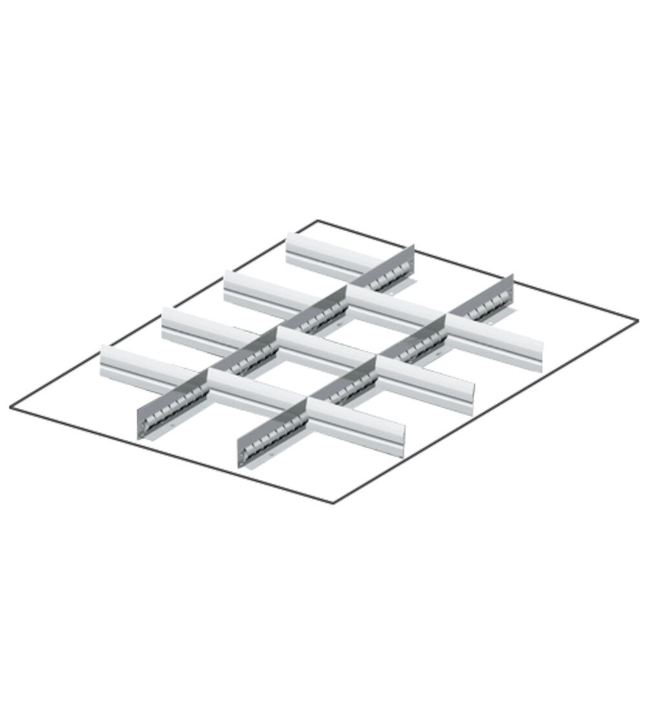 [FFH86070900] Set materiale di separazione per altezza frontale H=75 mm Master – 27×36 EH – 2 divisorio longitudinale fessurato 610 mm, 10 divisorio trasversale 151 mm