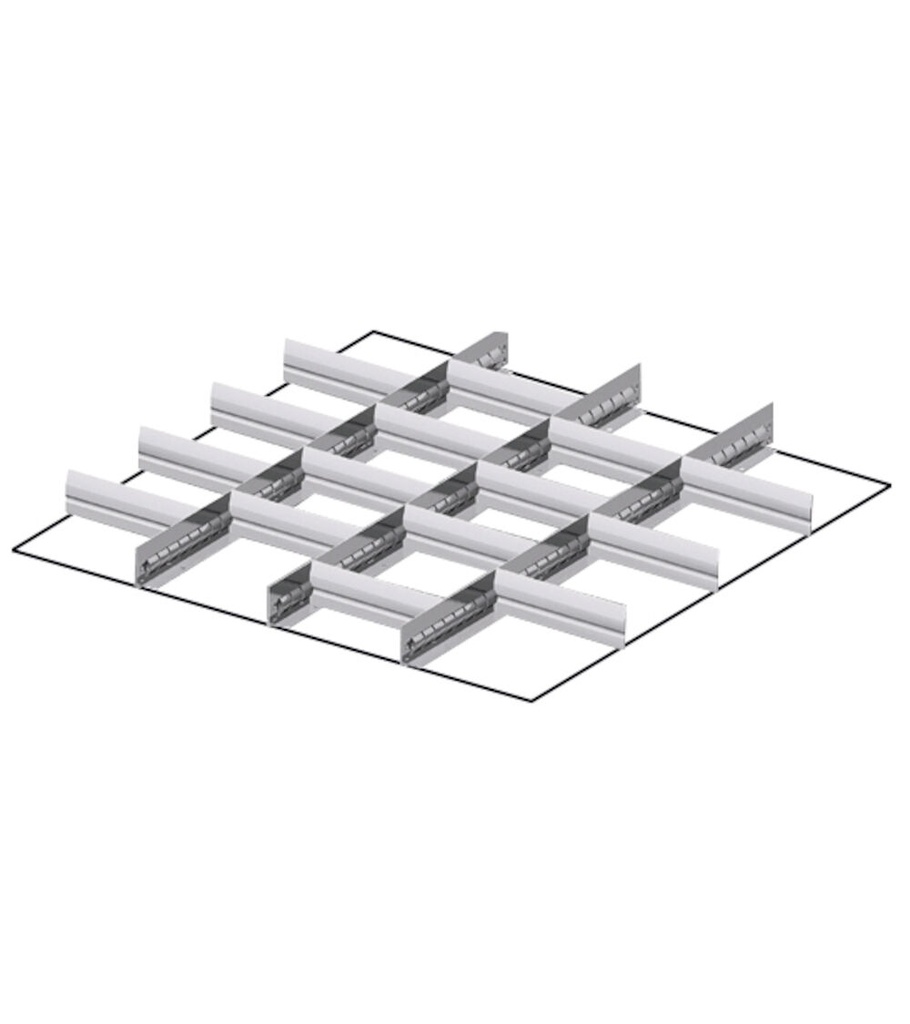 [FFH20150700] Set materiale di separazione per altezza frontale H=150/175 mm Master – 36×36 EH – 3 divisorio longitudinale fessurato 610 mm, 15 divisorio trasversale 151 mm