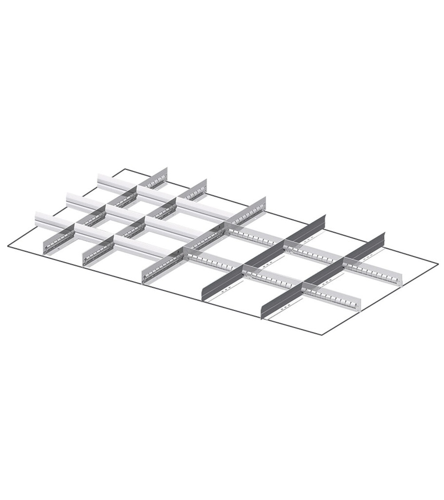 [FFH60150500] Set materiale di separazione per altezza frontale H=150/175 mm Master – 64×36 EH – 5 divisorio longitudinale fessurato 610 mm, 6 divisorio trasversale 134 mm, 9 divisorio trasversale 202 mm