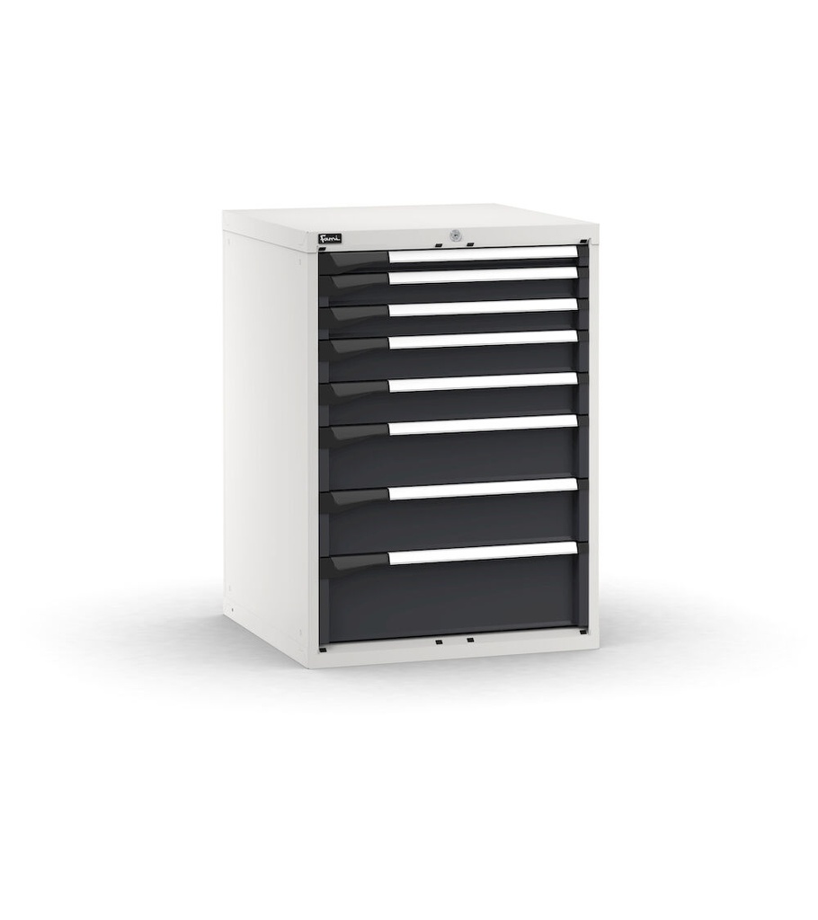 [M33A100C010CUPD] Cassettiera Master con 8 cassetti 1x50 2x75 2x100 2x150 1x200 – H 1000 mm – 714 × 726 × 1000 mm (36×36 EH), Flessibile – fino a 100 kg, Grigio chiaro + Grigio antracite (RAL 7035+7016)