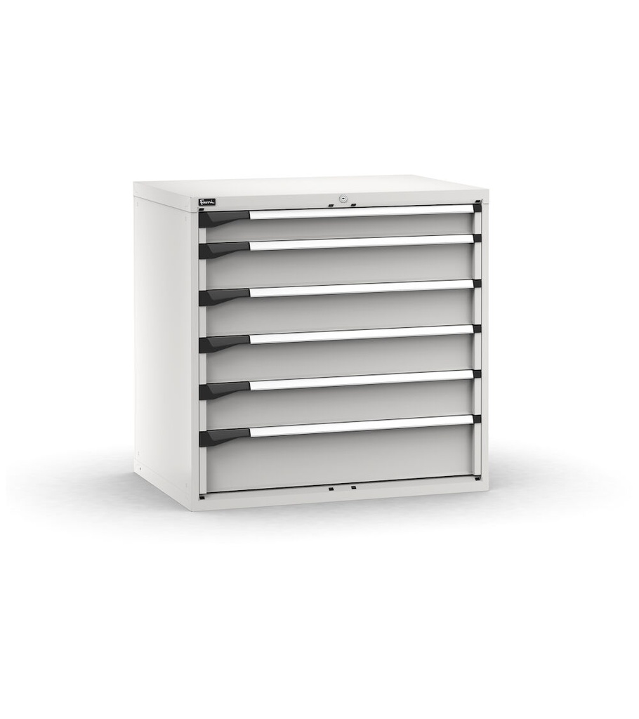 [M53A100C010DB08] Cassettiera Master con 6 cassetti 1x100 4x150 1x200 – H 1000 mm – 1020 × 726 × 1000 mm (54×36 EH), Flessibile – fino a 100 kg, Grigio chiaro (RAL 7035)