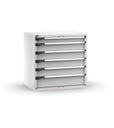[M53A100C010DB08] Cassettiera Master con 6 cassetti 1x100 4x150 1x200 – H 1000 mm – 1020 × 726 × 1000 mm (54×36 EH), Flessibile – fino a 100 kg, Grigio chiaro (RAL 7035)