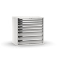 [M53A100C010DE08] Cassettiera Master con 8 cassetti 2x75 3x100 3x150 – H 1000 mm – 1020 × 726 × 1000 mm (54×36 EH), Telescopica 100% – 200 kg, Grigio chiaro (RAL 7035)