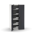 [M33A150C010LEPD] Cassettiera Master con porte con 5 cassetti 2x75 3x150 – H 1500 mm – Flessibile – fino a 100 kg, Grigio chiaro + Grigio antracite (RAL 7035+7016)