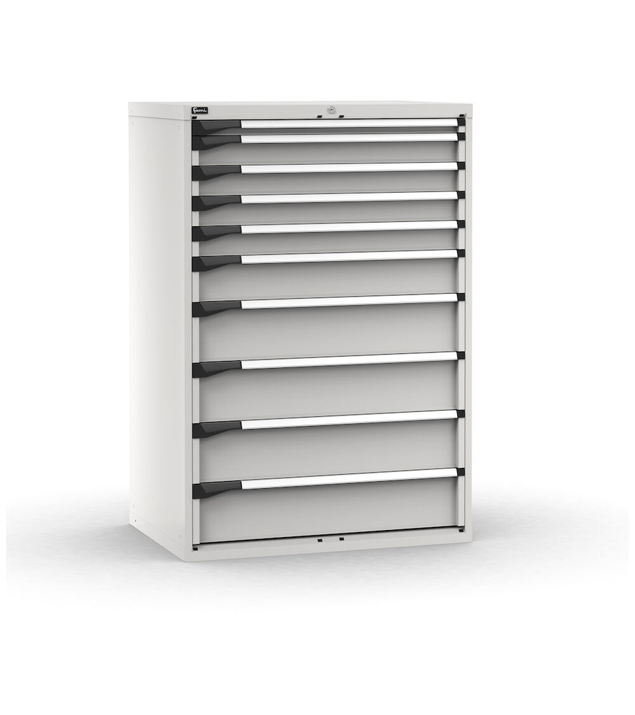 [M53A150C010LZ08] Cassettiera Master con 10 cassetti 1x50 4x100 1x150 4x200 – H 1500 mm – 1020 × 726 × 1500 mm (54×36 EH), Flessibile – fino a 100 kg, Grigio chiaro (RAL 7035)