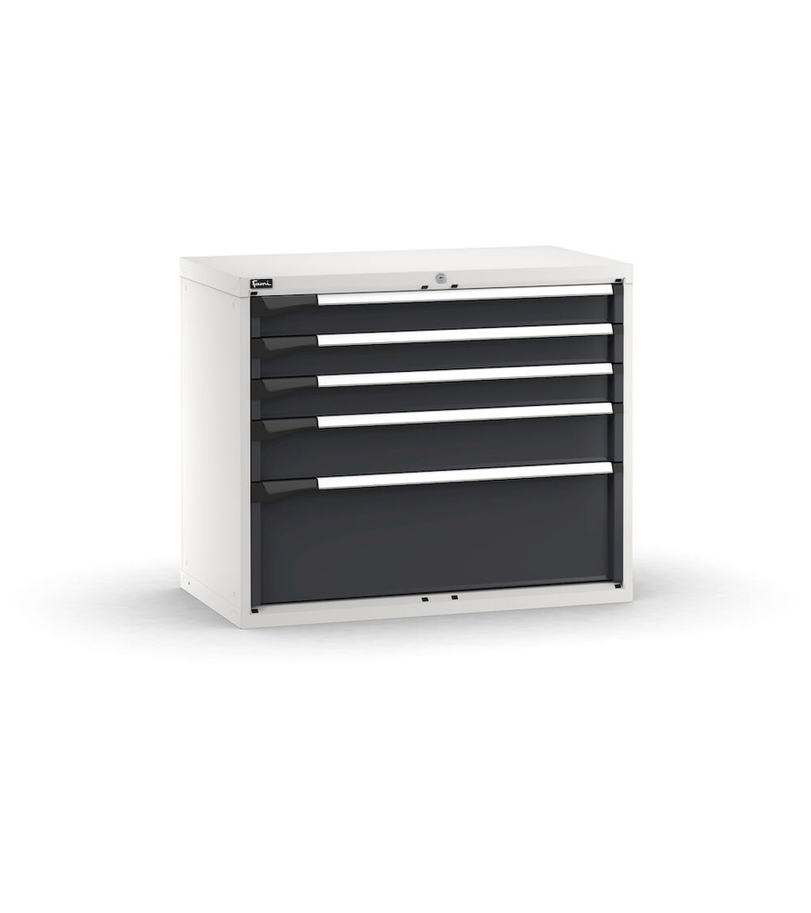 [M52A085C010AKPD] Cassettiera Master con 5 cassetti 3x100 1x150 1x300 – H 850 mm – 1020 × 573 × 850 mm (54×27 EH), Flessibile – fino a 100 kg, Grigio chiaro + Grigio antracite (RAL 7035+7016)
