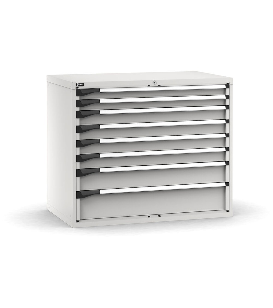 [M63A100C010CN08] Cassettiera Master con 8 cassetti 2x75 4x100 1x150 1x200 – H 1000 mm – 1190 × 726 × 1000 mm (64×36 EH), Flessibile – fino a 100 kg, Grigio chiaro (RAL 7035)