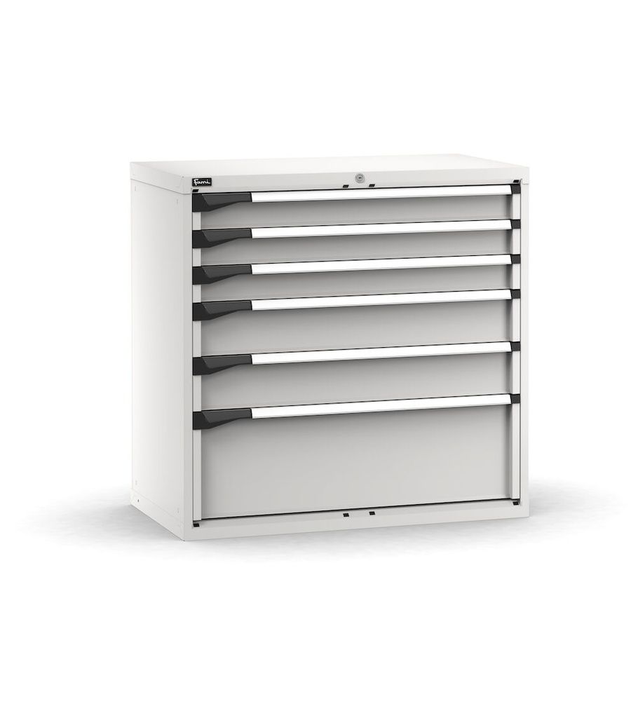[M52A100C010CR08] Cassettiera Master con 6 cassetti 3x100 2x150 1x300 – H 1000 mm – Telescopica 100% – 200 kg, Grigio chiaro (RAL 7035)