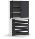 [M53A200C010TBPD] Cassettiera Master con porte con 7 cassetti 2xPR 2x75 1x100 3x150 1x200 – H 2000 mm – 54×36 EH – Telescopica 100% – 200 kg, Grigio chiaro + Grigio antracite (RAL 7035+7016)