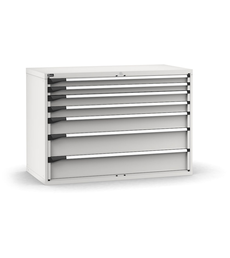 [M73A100C010DZ08] Cassettiera Master con 7 cassetti 2x75 2x100 1x150 2x200 – H 1000 mm – 1428 × 726 × 1000 mm (78×36 EH), Telescopica 100% – 200 kg, Grigio chiaro (RAL 7035)