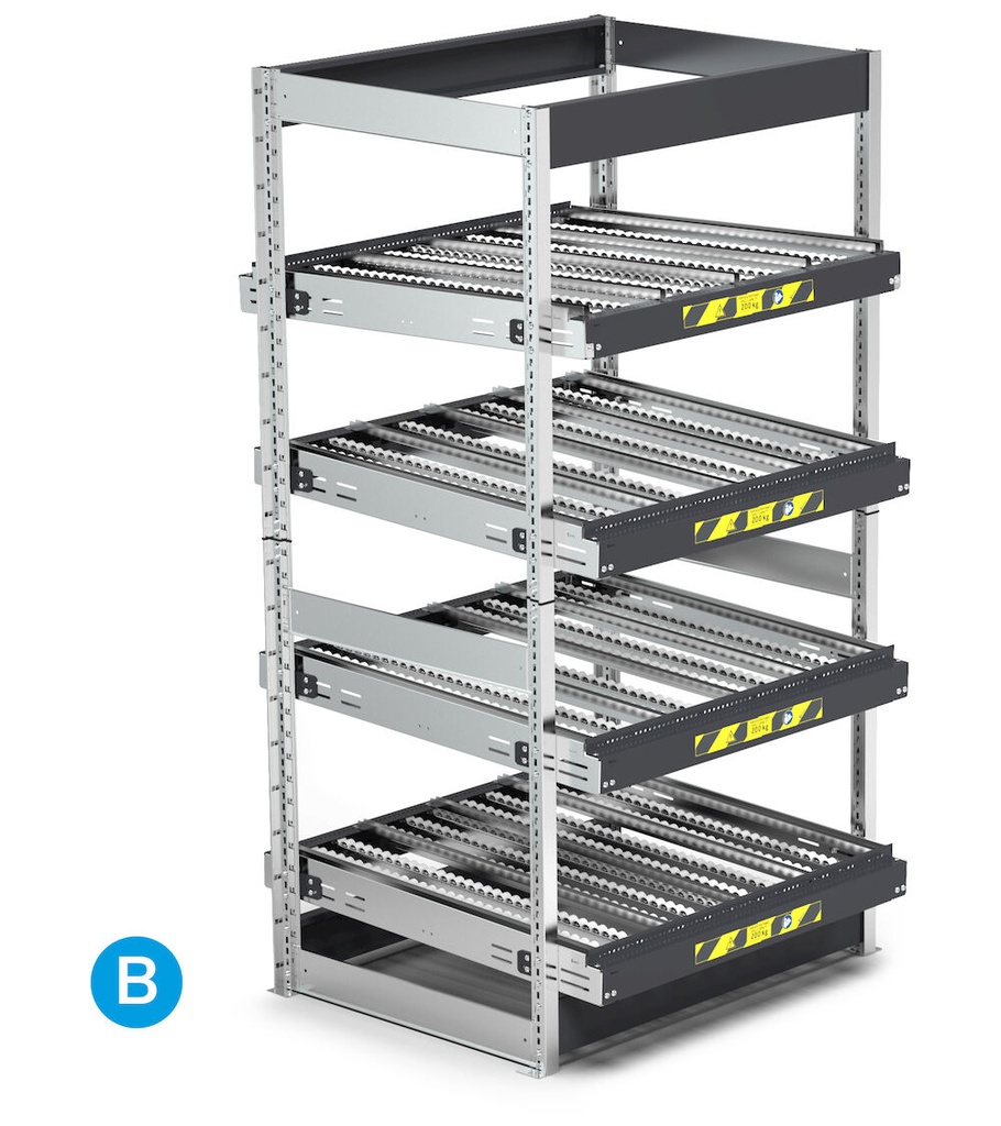 [ST1102] Scaffale con 4 telai inclinabili – 1100 × 1009 × 2009 mm