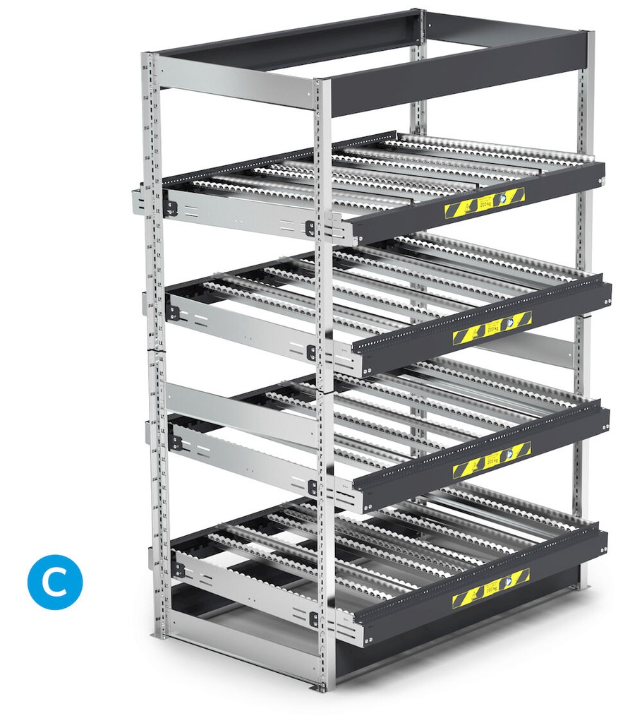 [ST1401] Scaffale con 4 telai inclinabili – 1400 × 1009 × 2009 mm