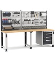 [MASTERWR2529] Banco con 4 cassetti 1x100 2x150 1x200 Master – 2500 × 750 × 1708/2058 mm, Grigio chiaro + Grigio antracite (RAL 7035+7016)